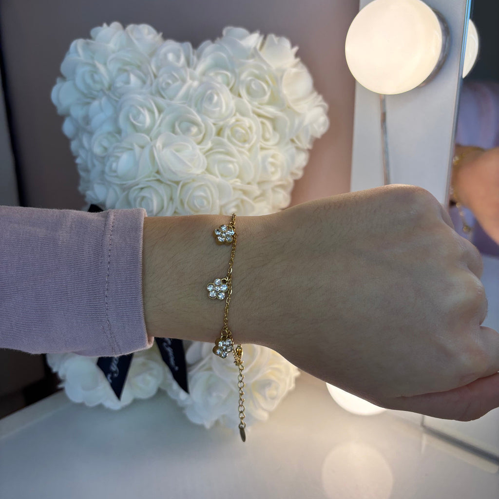 Bracelet doré pendentifs fleurs MELIA - Acier inoxydable