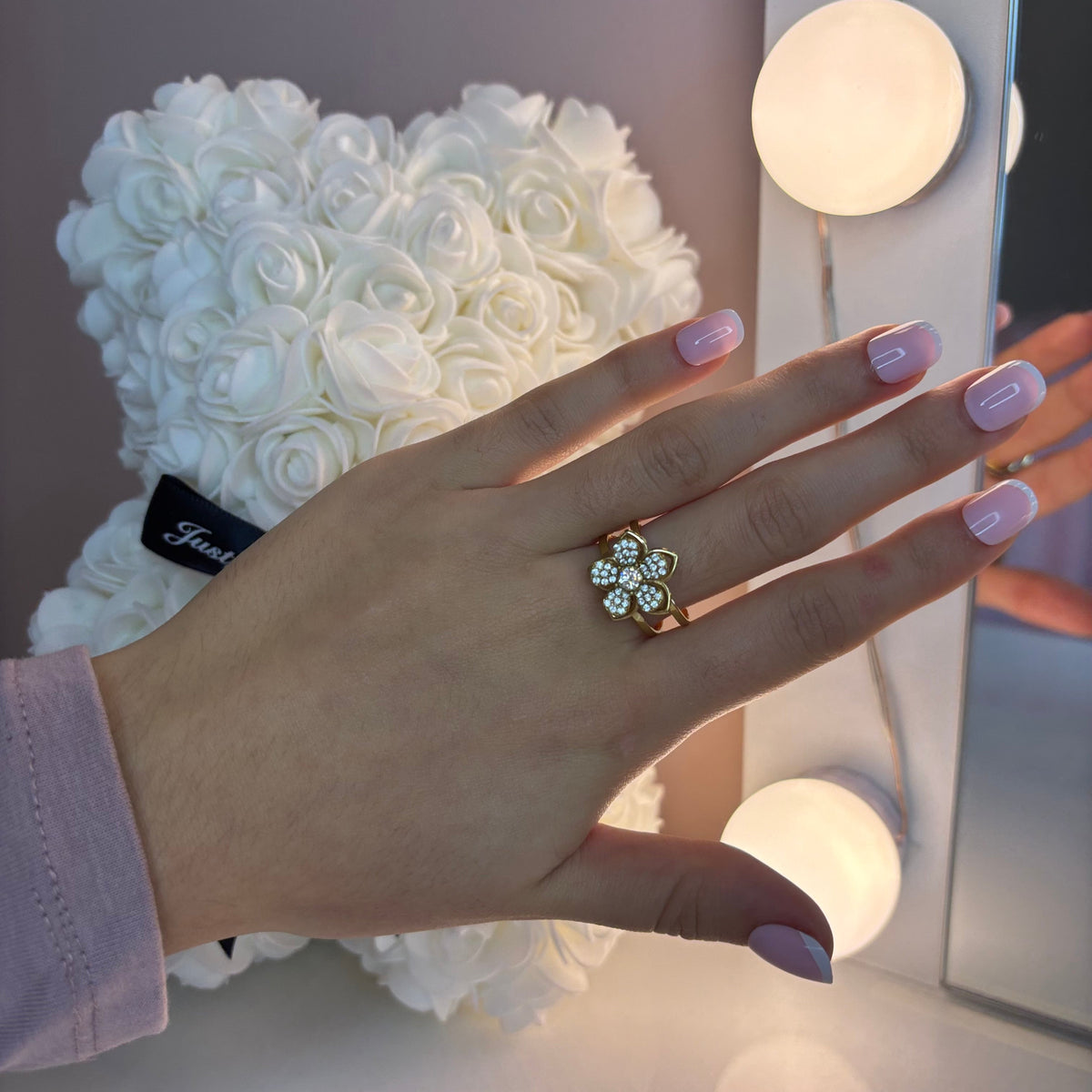 Bague doré ajustable anti-stress fleur MELIA - Acier inoxydable