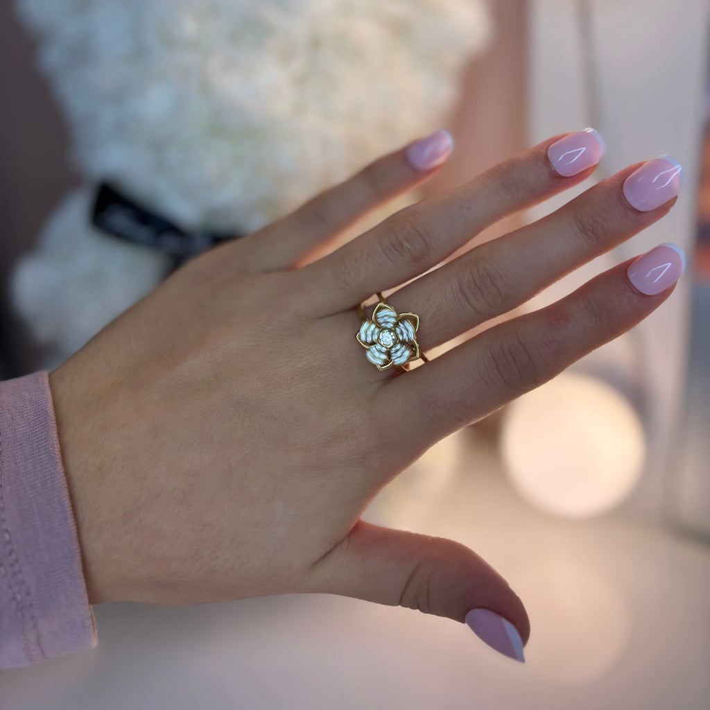Bague doré ajustable anti-stress fleur MELIA - Acier inoxydable
