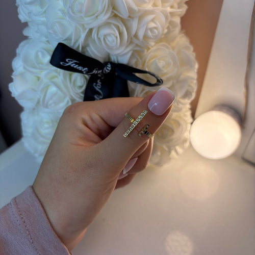 Bague ajustable avec strass GINA - Acier inoxydable